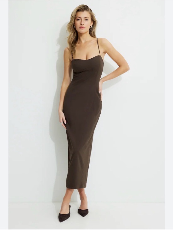 Dynamite Dresses & Skirts - Dynamite Chocolate-Brown Slip Midi Dress